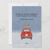 Feliz Navidad Spaanse Kerstmis Rode Fiat 500 Feestdagenkaart (Achterkant)
