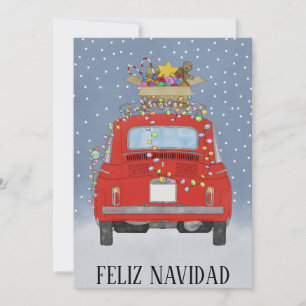 Feliz Navidad Spaanse Kerstmis Rode Fiat 500 Feestdagenkaart