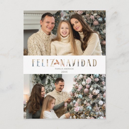 Feliz Navidad Spaanse kniptechniek foto Feestdagenkaart (Voorkant)