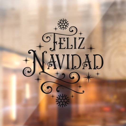 Feliz Navidad Spaanse Merry Christmas Typografie Raamsticker (Vel 2)