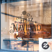 Feliz Navidad Spaanse Merry Christmas Typografie Raamsticker (Cafe Raam)