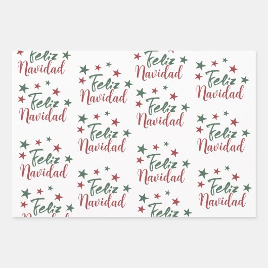 Feliz Navidad Spaanse moderne kerst Inpakpapier Vel (Voorkant)