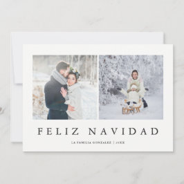Feliz Navidad | Spaanse Moderne Kerstmis Twee Foto Feestdagenkaart