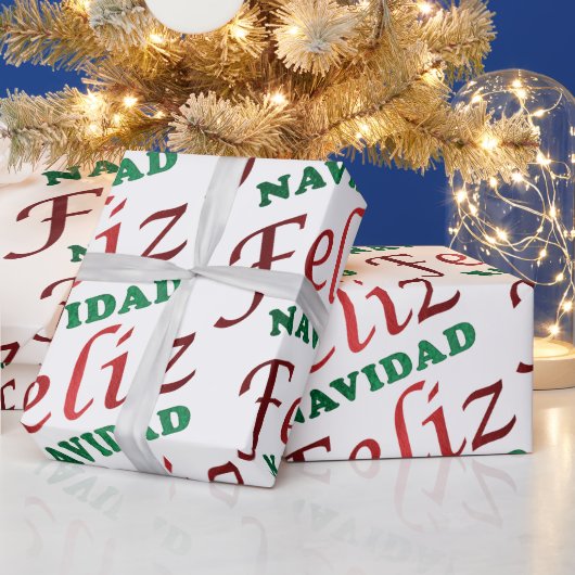 Feliz Navidad Spaanse Red Green Kerstfeestdag Cadeaupapier (Feestdagen)