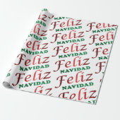 Feliz Navidad Spaanse Red Green Kerstfeestdag Cadeaupapier (Uitgerold)