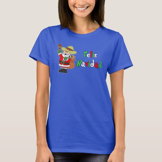 Feliz Navidad Spaanse Santa Cartoon T-shirt (Voorkant)