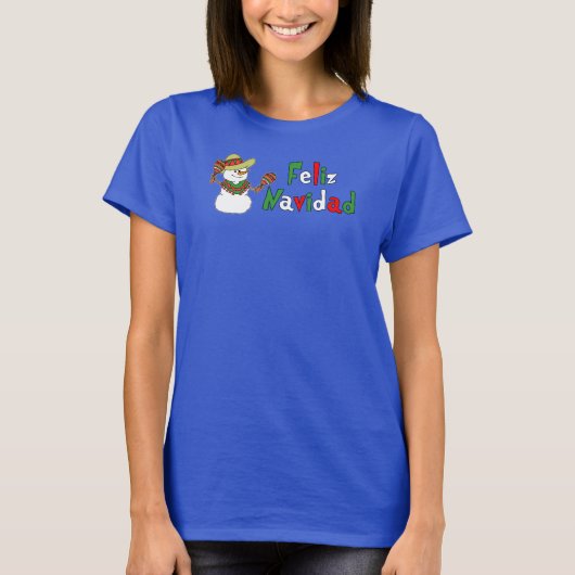 Feliz Navidad Spaanse Snowman-Cartoon T-shirt (Voorkant)