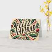 Feliz Navidad Spaanse vrolijke kerst Kaart (Gele Bloem)