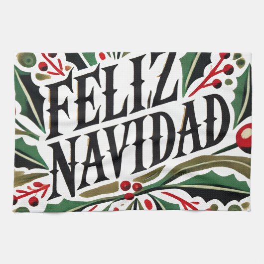 Feliz Navidad Spaanse vrolijke kerst Theedoek (Horizontaal)