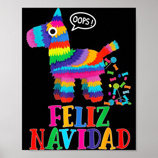 Feliz Navidad Spanish Christmas Funny Mexican Nata Poster (Voorkant)