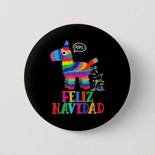 Feliz Navidad Spanish Christmas Funny Mexican Nata Ronde Button 5,7 Cm (Voorkant)
