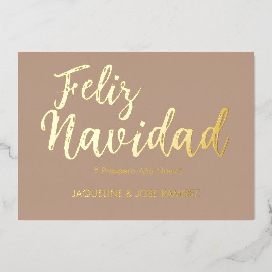 Feliz Navidad Spanish Gold Foil Vakantie Kaart (Voorkant)