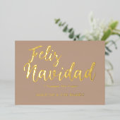 Feliz Navidad Spanish Gold Foil Vakantie Kaart (Staand Voorkant)