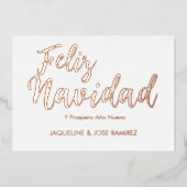 Feliz Navidad Spanish Gold Foil Vakantie Kaart (Voorkant)