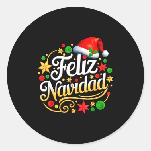 Feliz Navidad Spanish Mexican Christmas Xmas Holid Ronde Sticker (Voorkant)