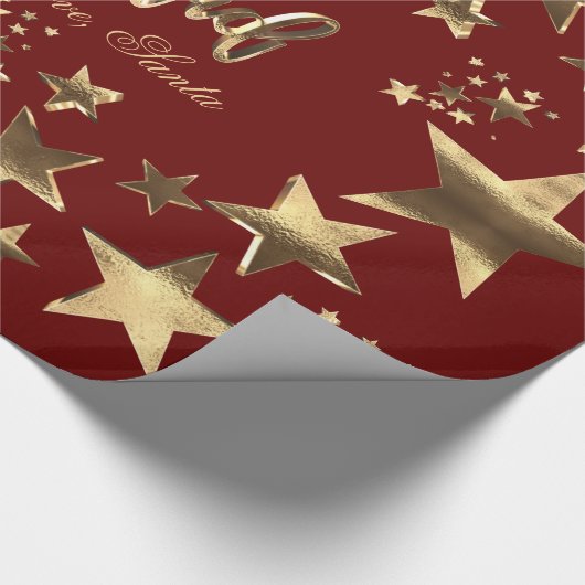 Feliz Navidad Stars Rood Gold Script Cadeaupapier (Hoek)