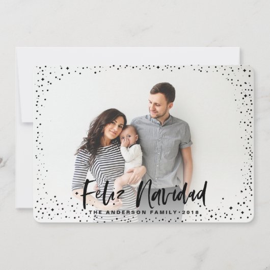 Feliz navidad sterren foto vakantie kaart (Voorkant)