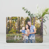 Feliz navidad sterren fotokaart feestdagenkaart (Staand voorkant)