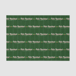 Feliz Navidad Striped Holly Berries Tissuepapier