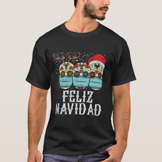 Feliz Navidad Sugar Skull in T-shirt (Voorkant)