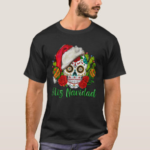Feliz Navidad Sugar Skull Mexicaanse Kerst T-shirt