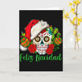 Feliz Navidad Sugar Skull Mexican Christmas  Kaart (Gele Bloem)