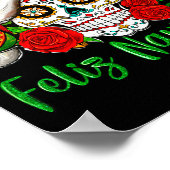 Feliz Navidad Sugar Skull Mexican Christmas  Poster (Hoek)