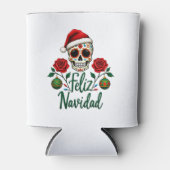 Feliz Navidad Sugar Skull Mexican Christmas T-Shir Blikjeskoeler (Voorkant)