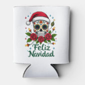 Feliz Navidad Sugar Skull Mexican Christmas T-Shir Blikjeskoeler (Voorkant)