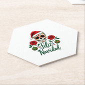 Feliz Navidad Sugar Skull Mexican Christmas T-Shir Kartonnen Onderzetters (Schuin)