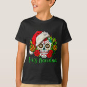 Feliz Navidad Sugar Skull Mexican Christmas T-shirt (Voorkant)