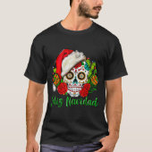 Feliz Navidad Sugar Skull Mexican Christmas  T-shirt (Voorkant)