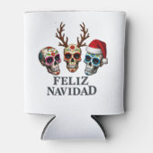 Feliz Navidad Sugar Skulls Reindeer Santa Mexican Blikjeskoeler (Voorkant)