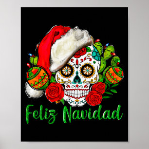Feliz Navidad Suiker Schedel Mexicaans Kerstfeest Poster