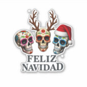 Feliz Navidad Suiker Schedels Rendier Sinterklaas Sticker (Voorkant)