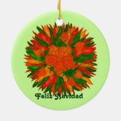 Feliz Navidad Sunny Peppers Keramisch Ornament (Achterkant)