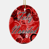 Feliz Navidad Swirls Keramisch Ornament (Rechts)
