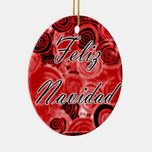 Feliz Navidad Swirls Keramisch Ornament (Rechts)