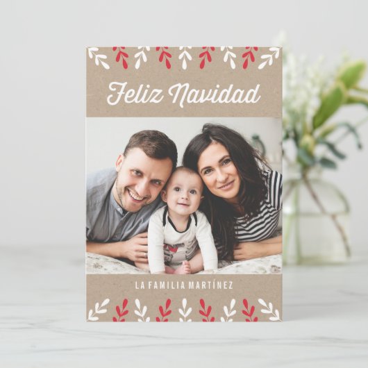Feliz Navidad | Tarjeta DE Navidad Feestdagenkaart (Staand voorkant)