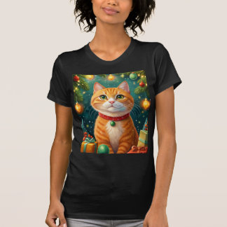 Feliz navidad te desea el gato naranja t-shirt