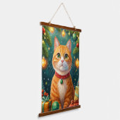 Feliz navidad te desea mi gato naranja hangend wandkleed (Gebogen)