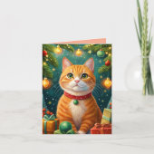 Feliz navidad te desea mi gato naranja kaart (Voorkant)