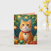 Feliz navidad te desea mi gato naranja kaart (Gele Bloem)