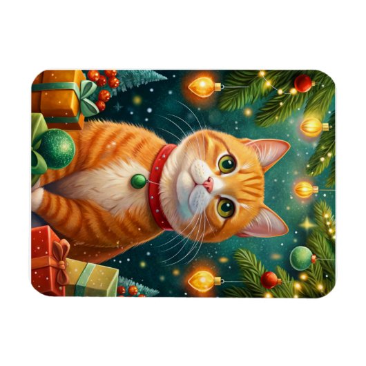 Feliz navidad te desea mi gato naranja magneet (Horizontaal)