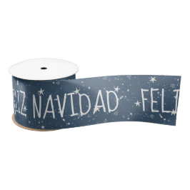 FELIZ NAVIDAD tekst met sterren Satijnen Lint