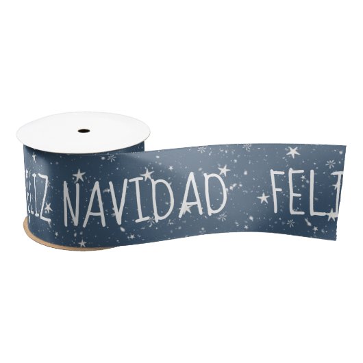 FELIZ NAVIDAD tekst met sterren Satijnen Lint (Spoel)