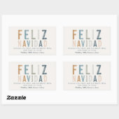 Feliz Navidad terracotta blue typografie modern Rechthoekige Sticker (Vel)