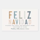 Feliz Navidad terracotta blue typografie modern Rechthoekige Sticker (Voorkant)