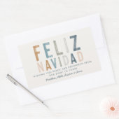 Feliz Navidad terracotta blue typografie modern Rechthoekige Sticker (Envelop)