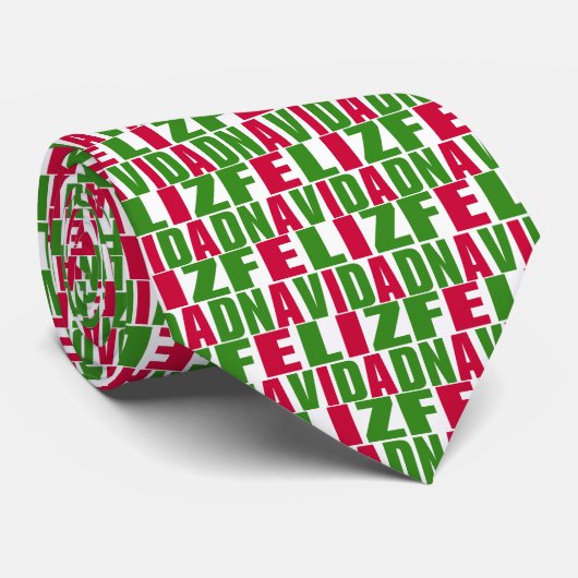 Feliz Navidad Text Pattern Stropdas (Opgerold)